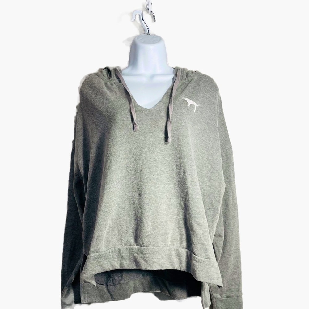 PINK by Victoria’s Secret signature gray v neck hoodie | Size M